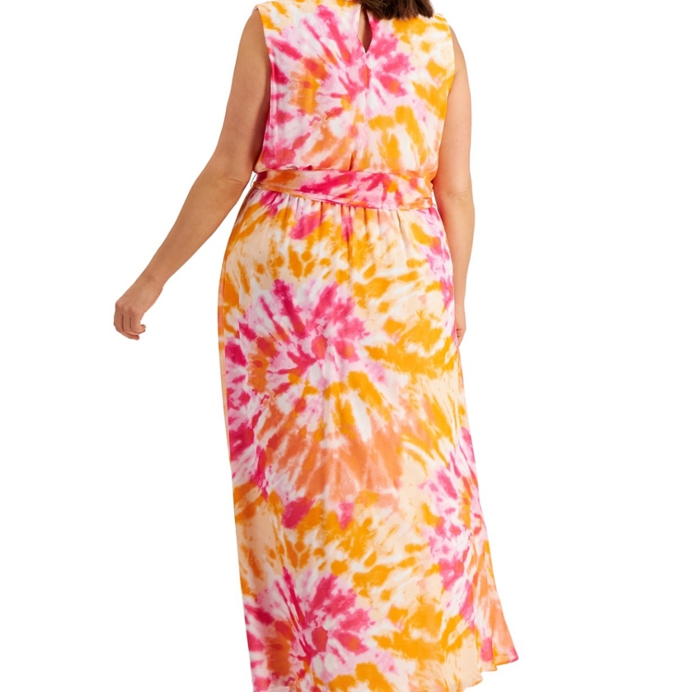 Calvin Klein Double-Ruffle Tie-Front Maxi Dress - Picture 3 of 4